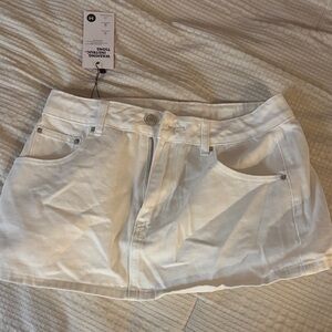 White Denim Mini Skirt